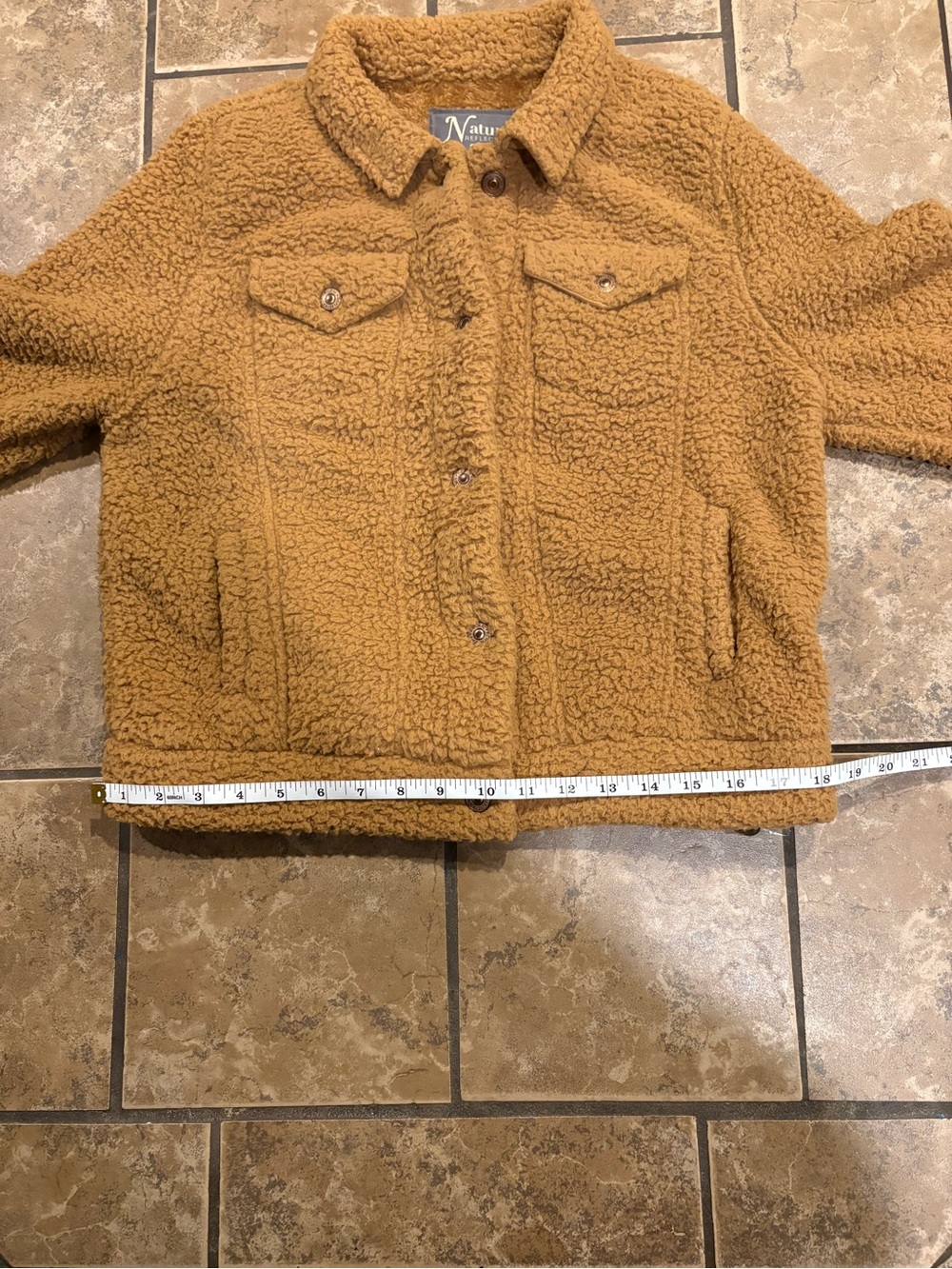 Natural Reflections Sherpa Fleece Trucker Jacket Camel Brown women’s small NWT - Picture 14 of 17
